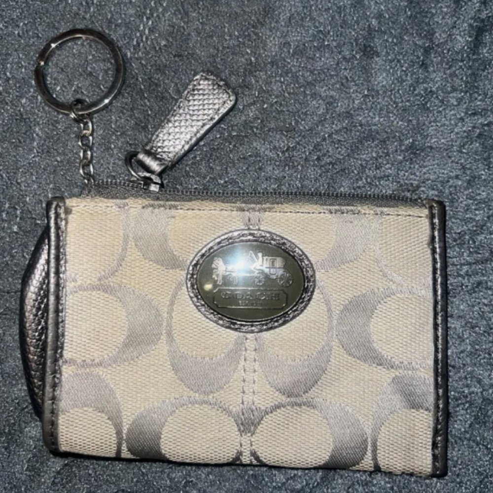 Grey Coach monogrammed mini coin purse